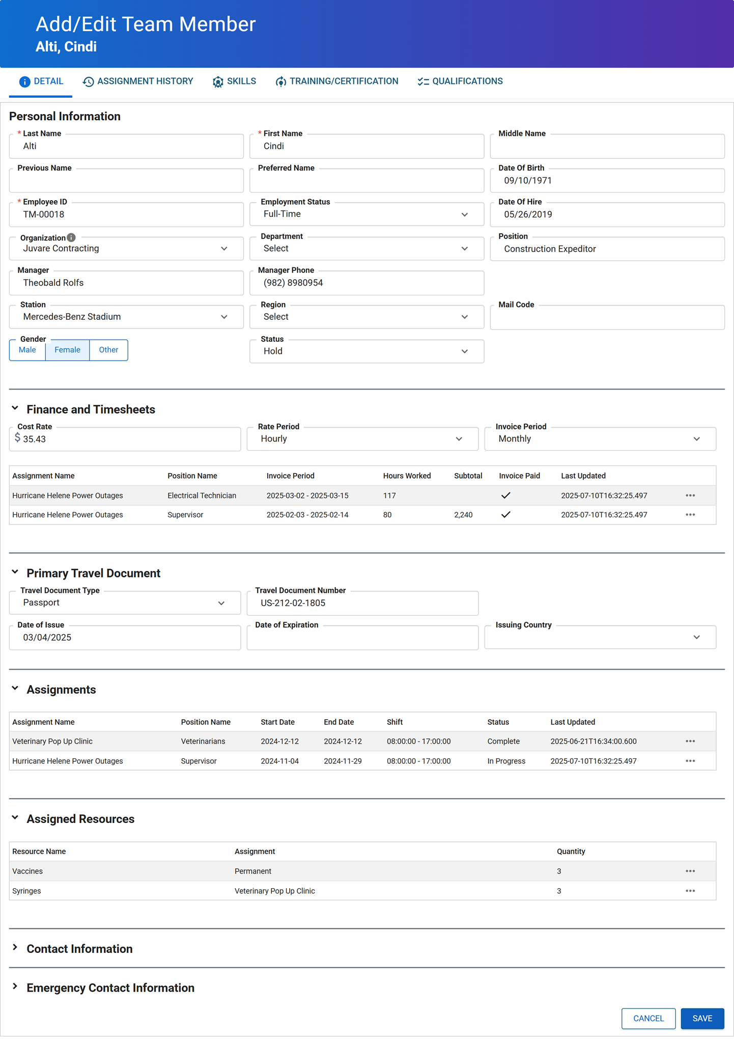 Workforce Management Team Member Input